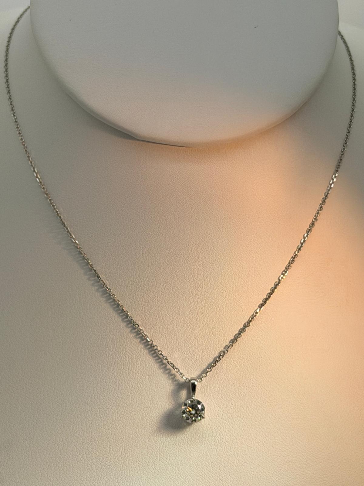 Solitaire Diamond Pendant Necklace 14K White Gold SOLD 