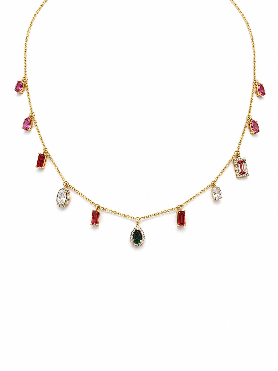 Exceptional Necklace with 11 semi precious small pendants