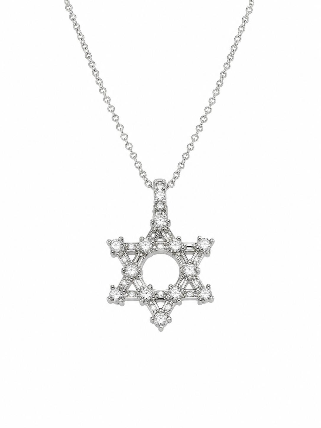 Elegant Star Pendant 14K White Gold
