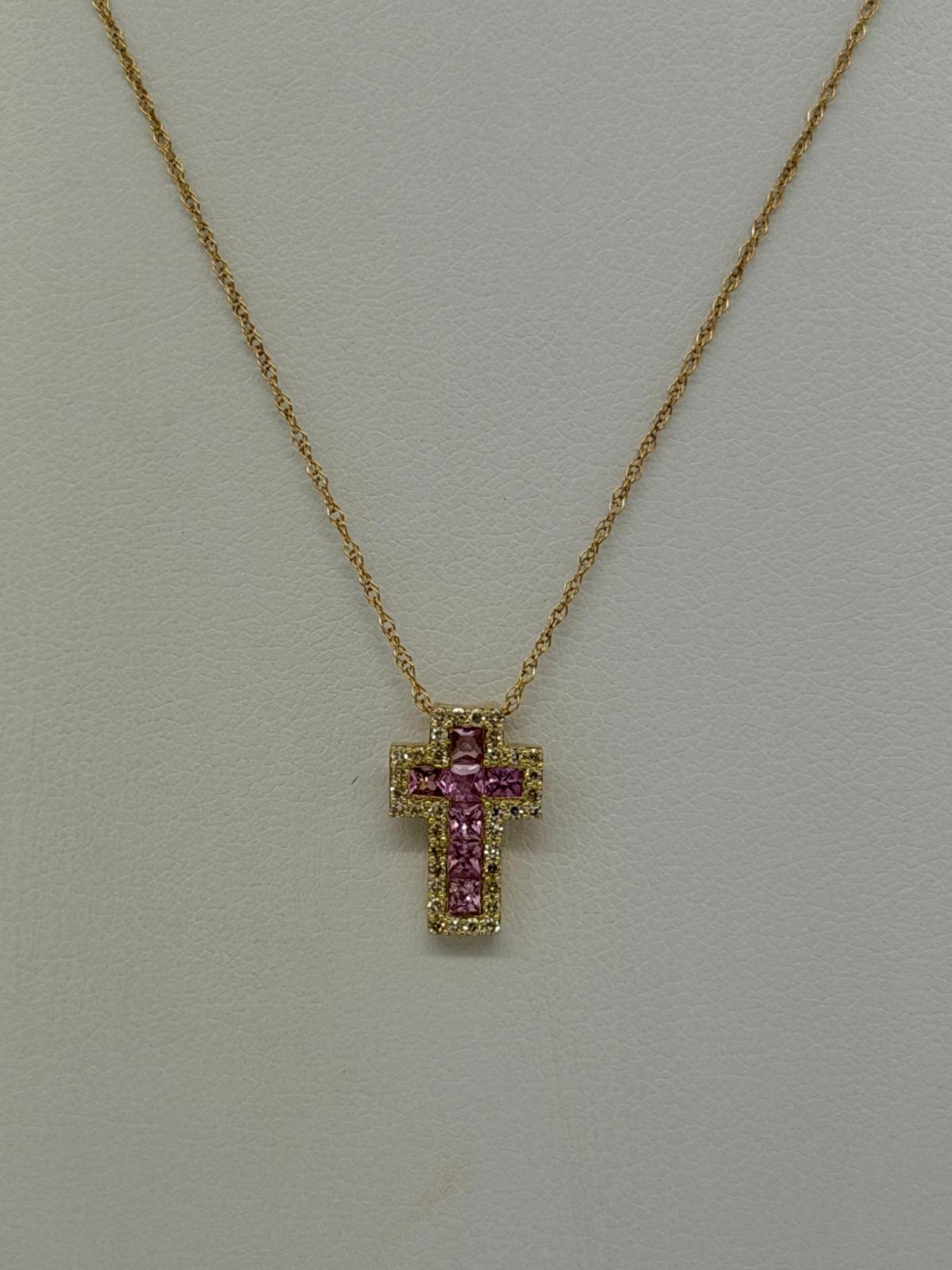 Beautiful Pink and  Diamond Sapphires Cross
