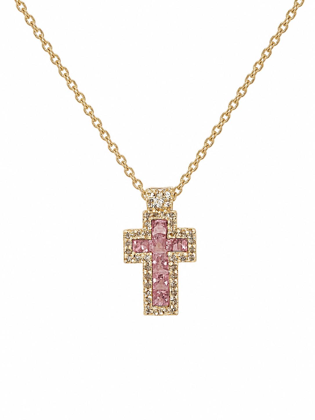 Beautiful Pink and  Diamond Sapphires Cross