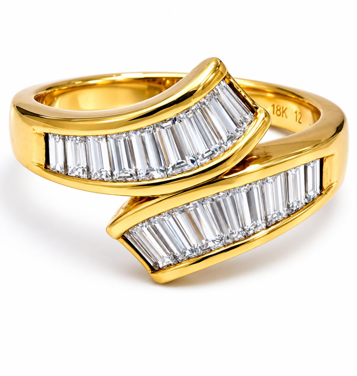 Diamond Baguette Ring 18K Yellow Gold 