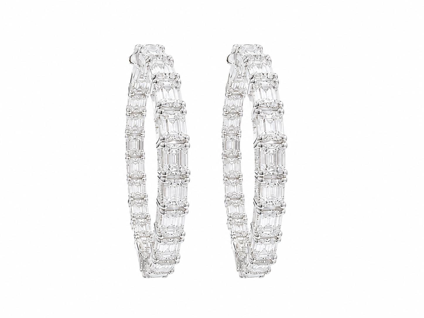 Beautiful Diamond Baguets Hoops 
