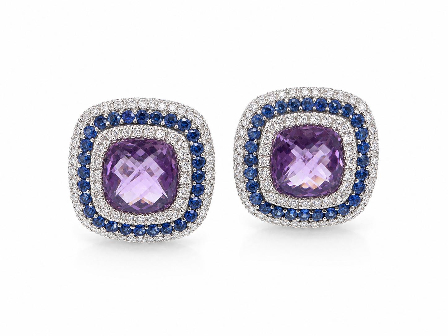 Le Vian Amethyst, Sapphire and Diamond Earrings 