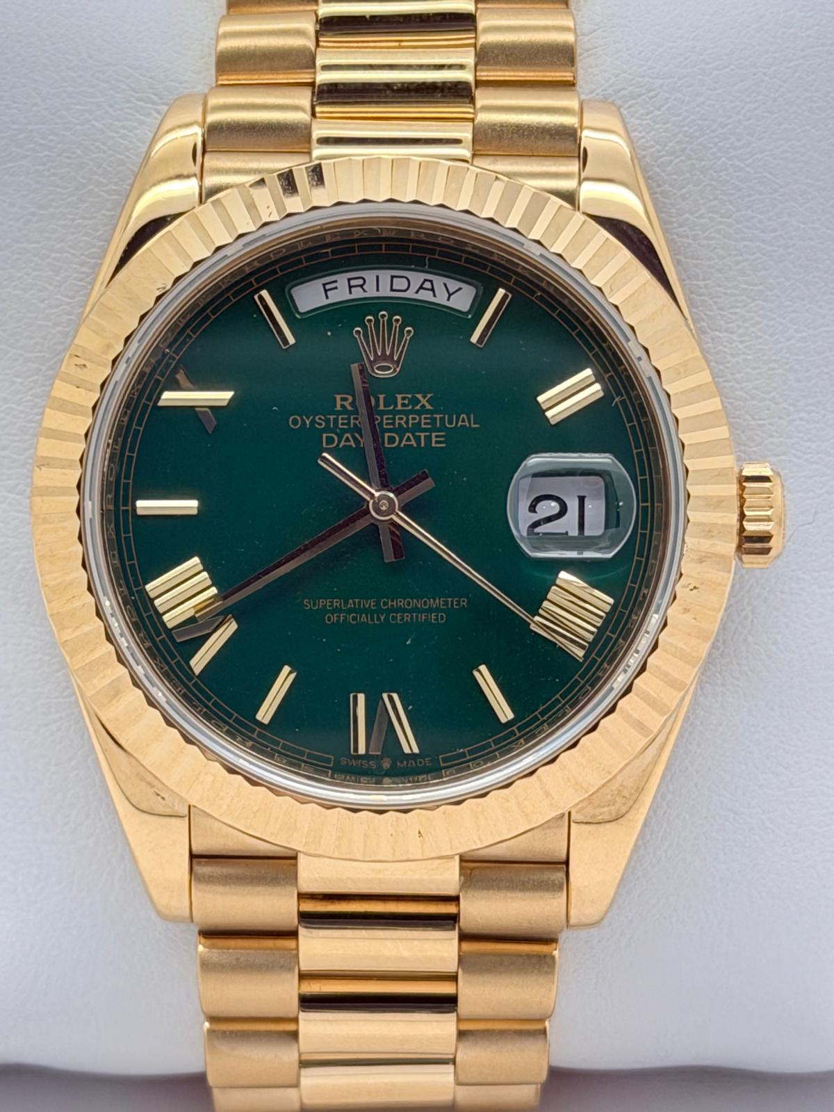 Rolex Day Date 40 mm/ Green Roman 18k SOLD