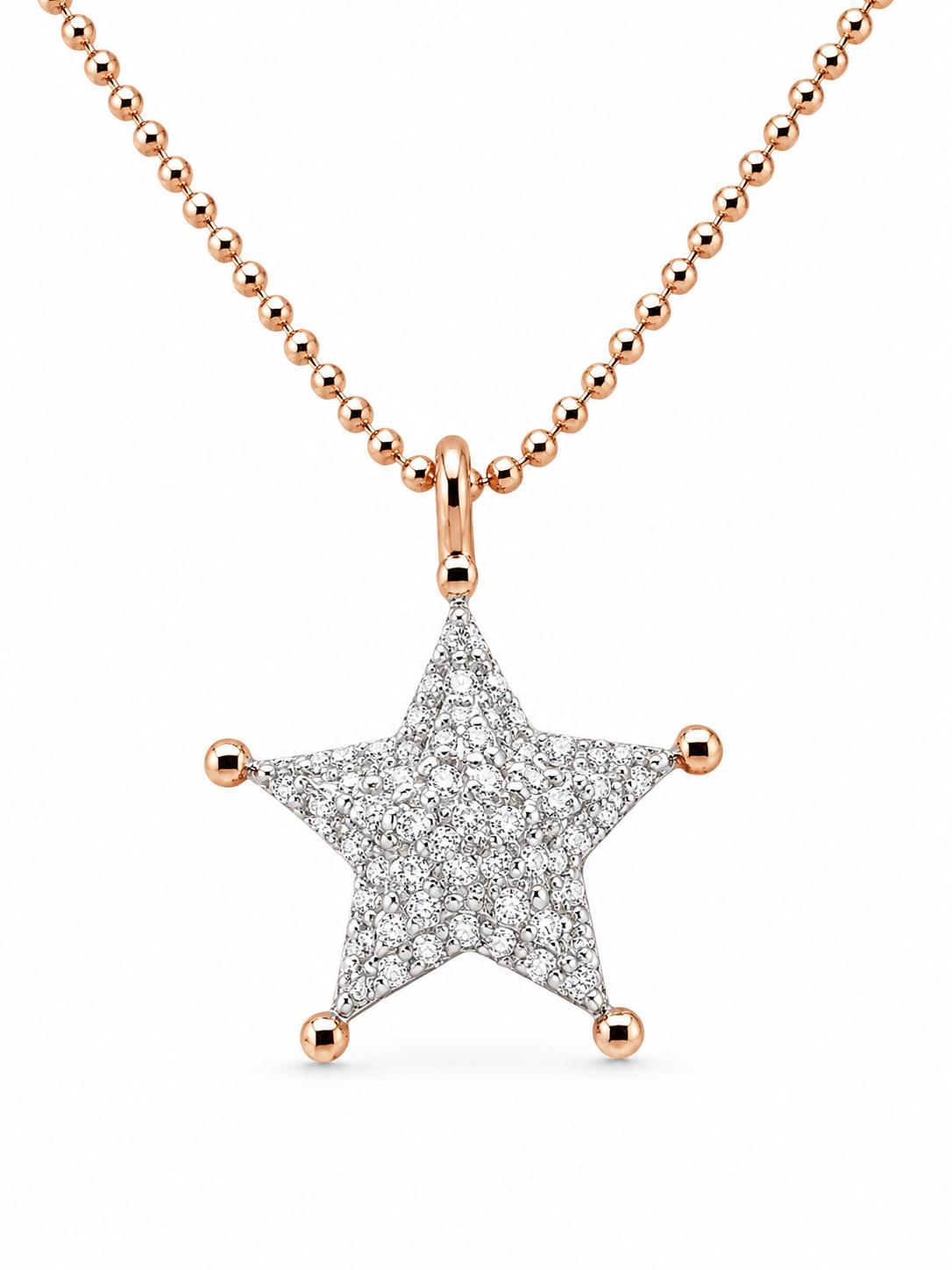 Beautiful one-of-a -kind star pendant Necklace 14k Rose Gold SOLD