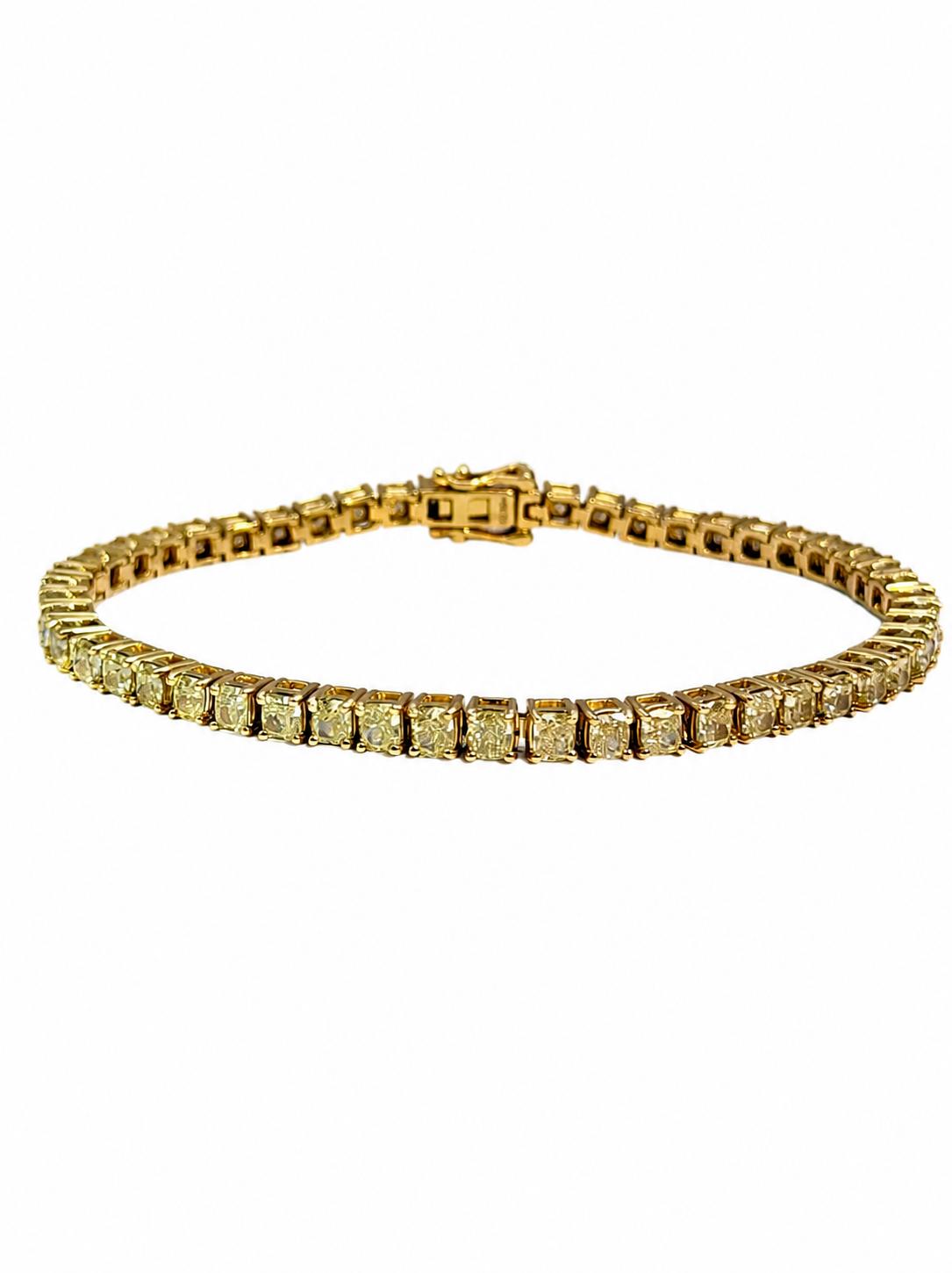 Tennis Fancy Yellow Diamond Bracelet 18K Yellow Gold 