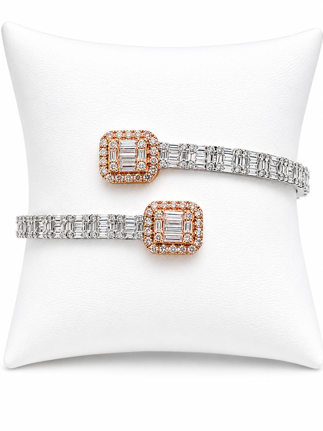 Beautiful Diamond Bangle 14K White and Rose Gold 