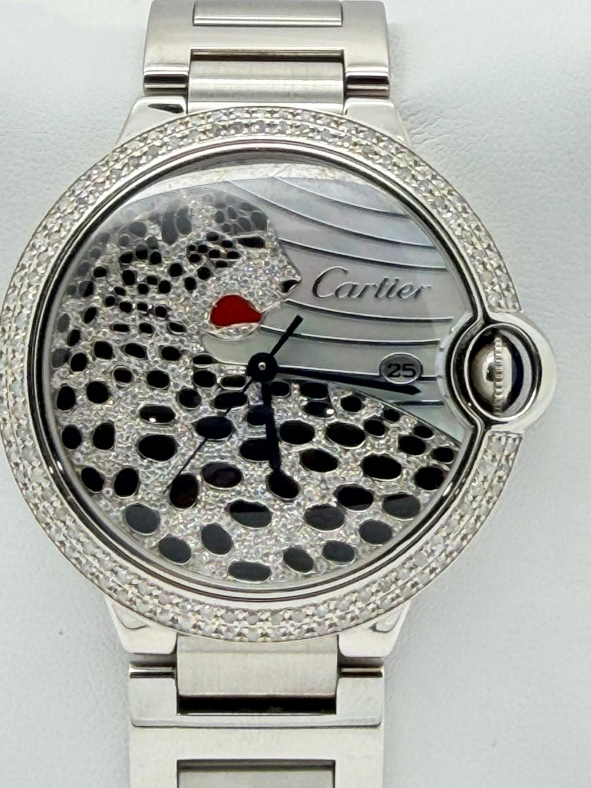 Catier Ballon Blue 42 mm After Market Dial  Diamond Panthere   