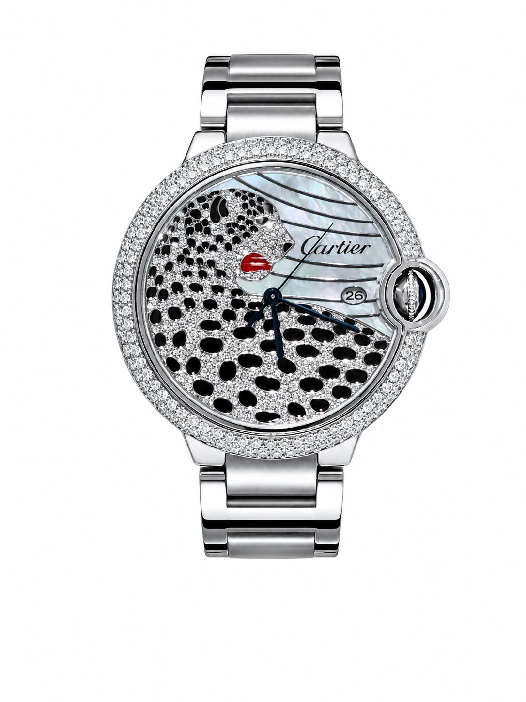 Catier Ballon Blue 42 mm After Market Dial  Diamond Panthere   
