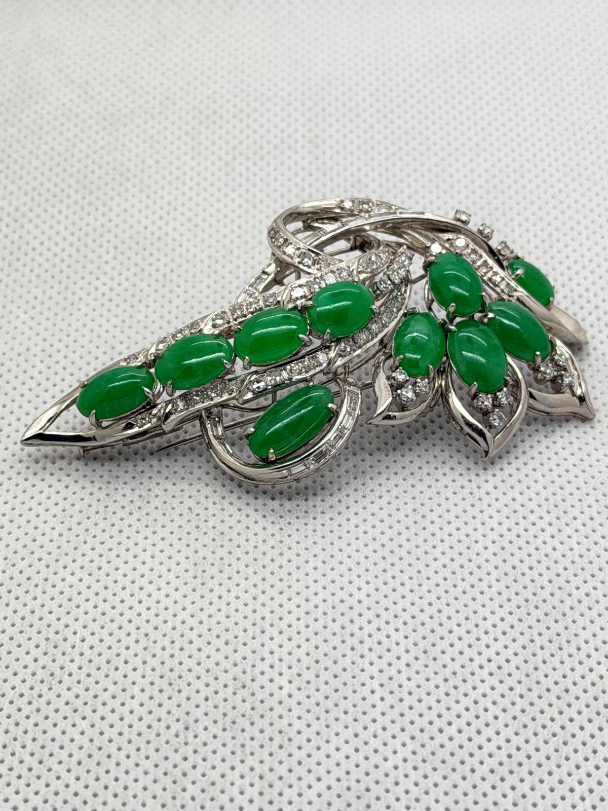 Apple Jade Diamond Brooch 